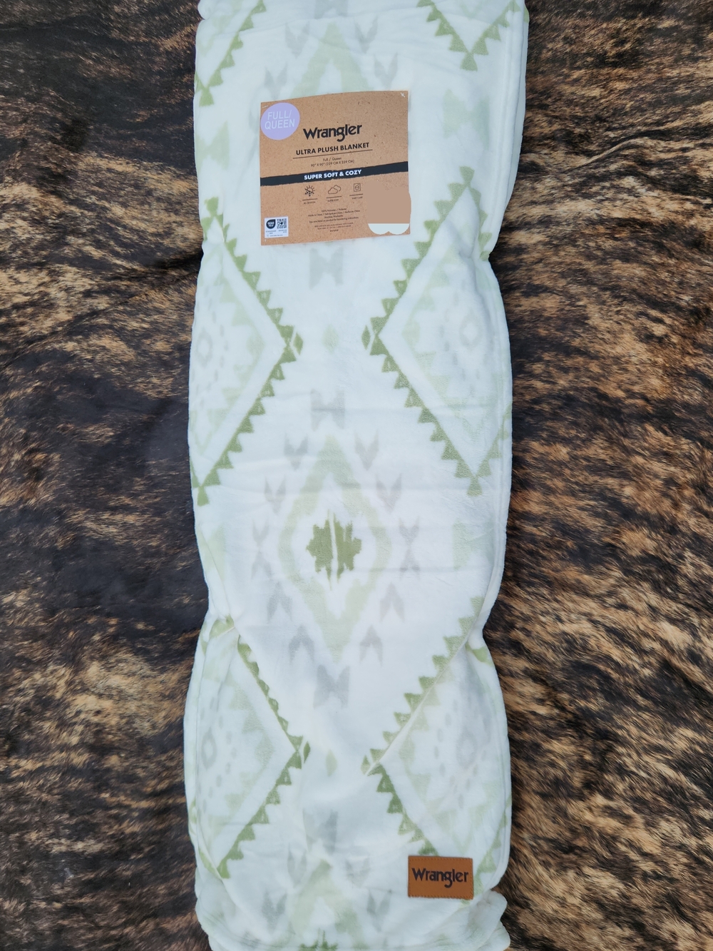 Wrangler Plush Full/Queen Blanket - Sage, Grey, & White
